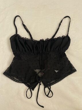 Edikted Black Lace-Trim Camisole & Short Set